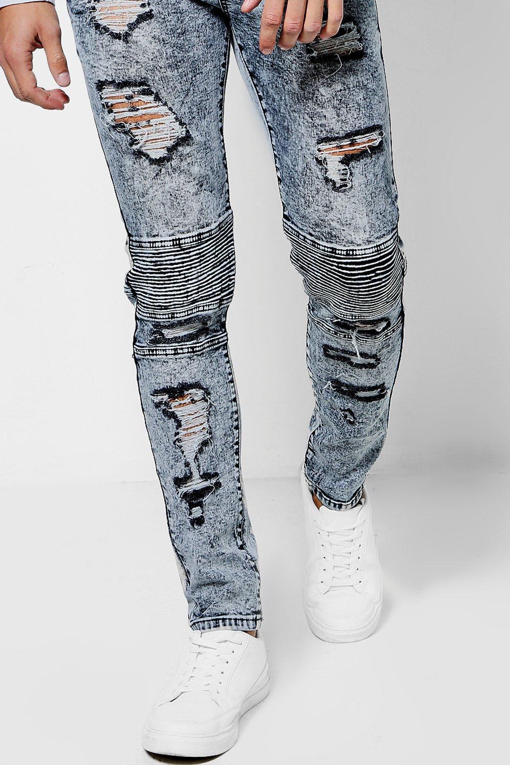 distressed biker jeans