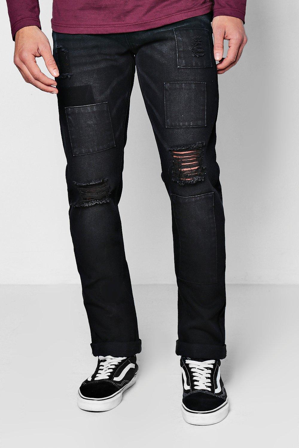 patchwork jeans black