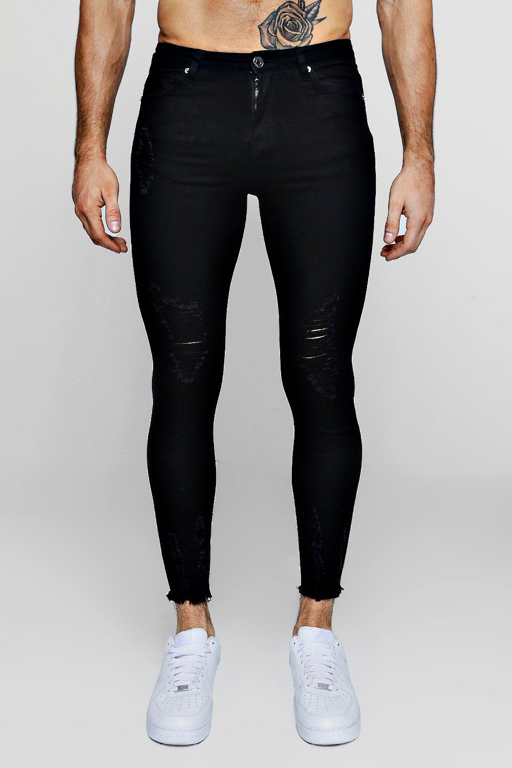 black raw hem jeans