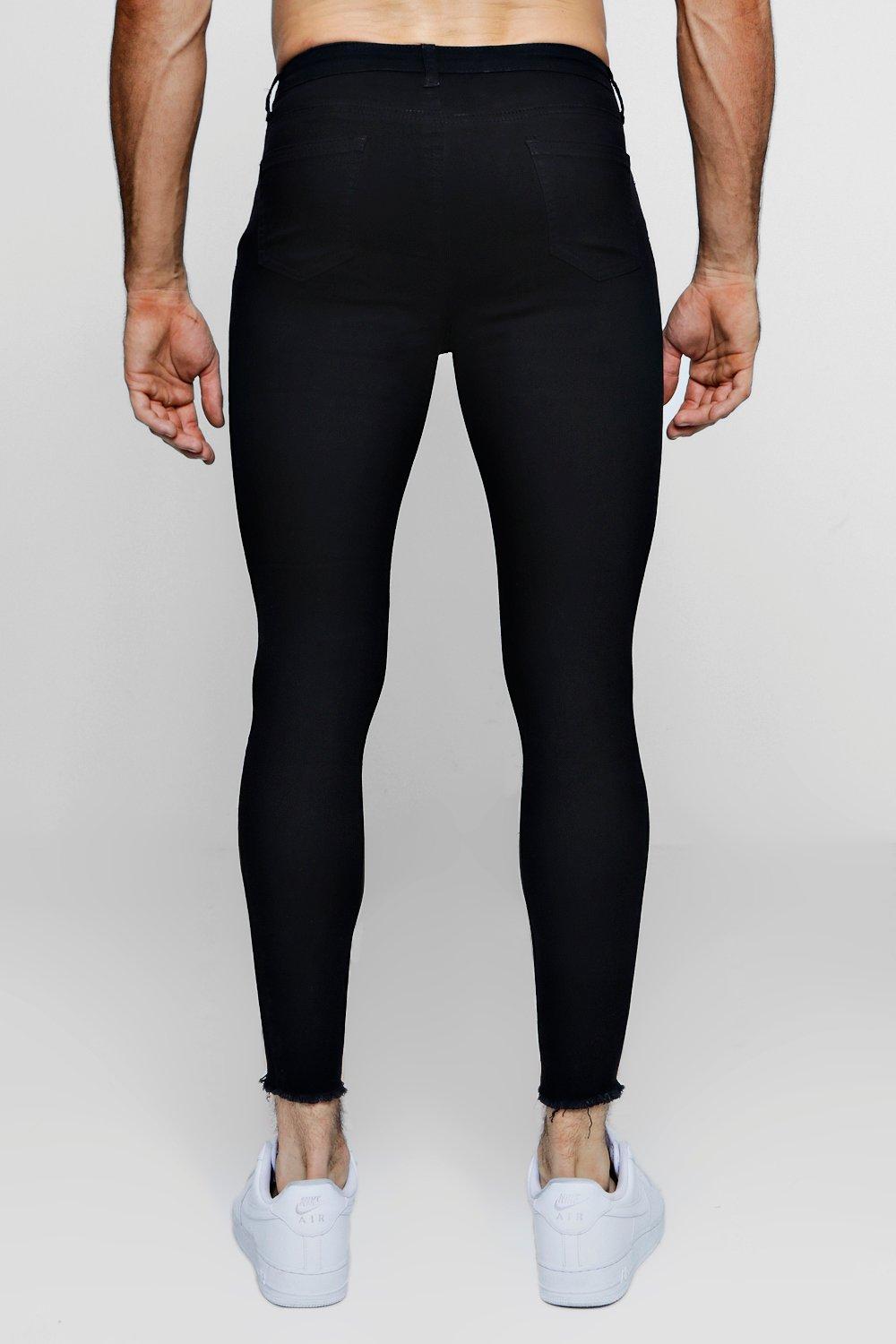 Black Super Skinny Jeans With Raw Hem 