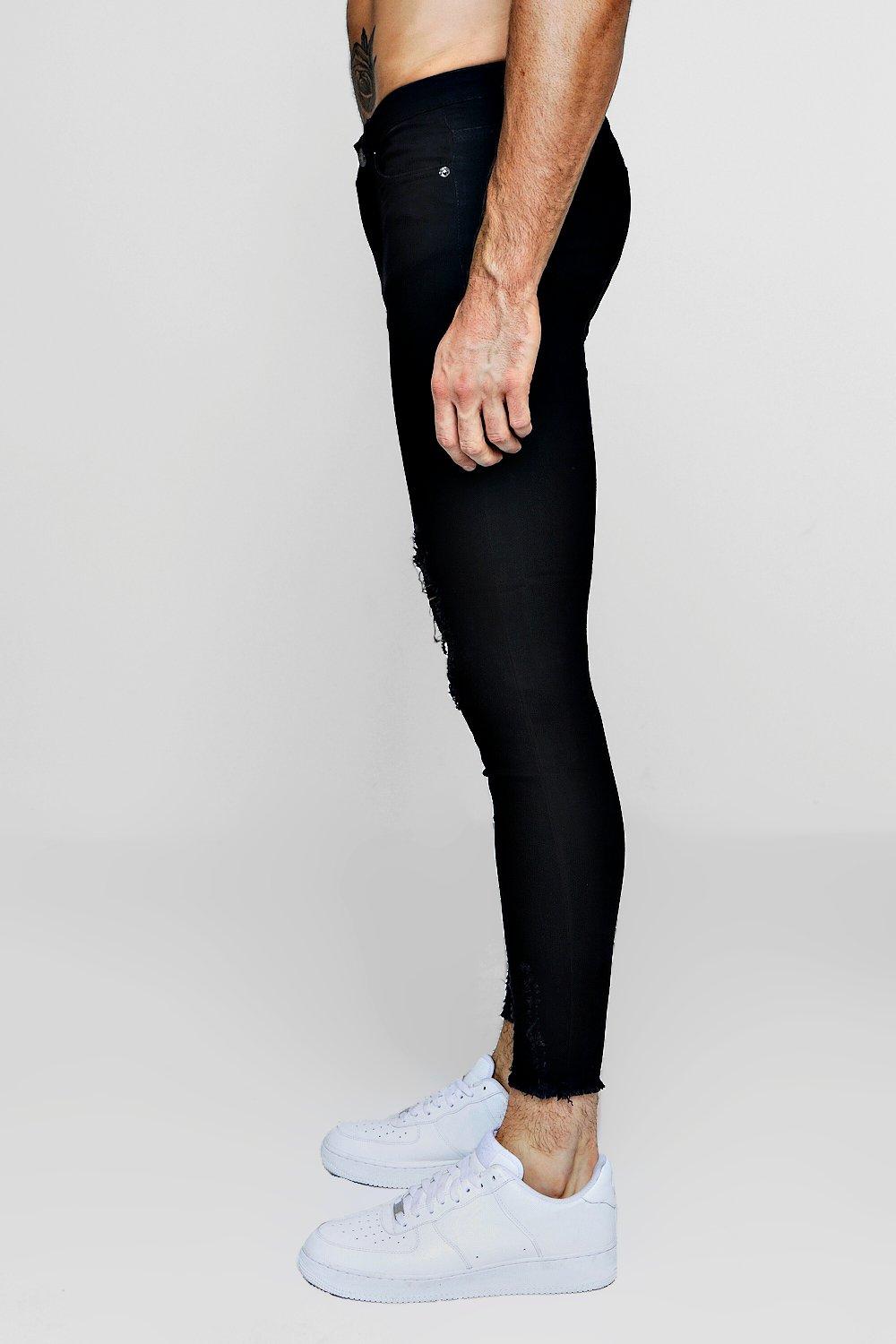 raw hem jeans black