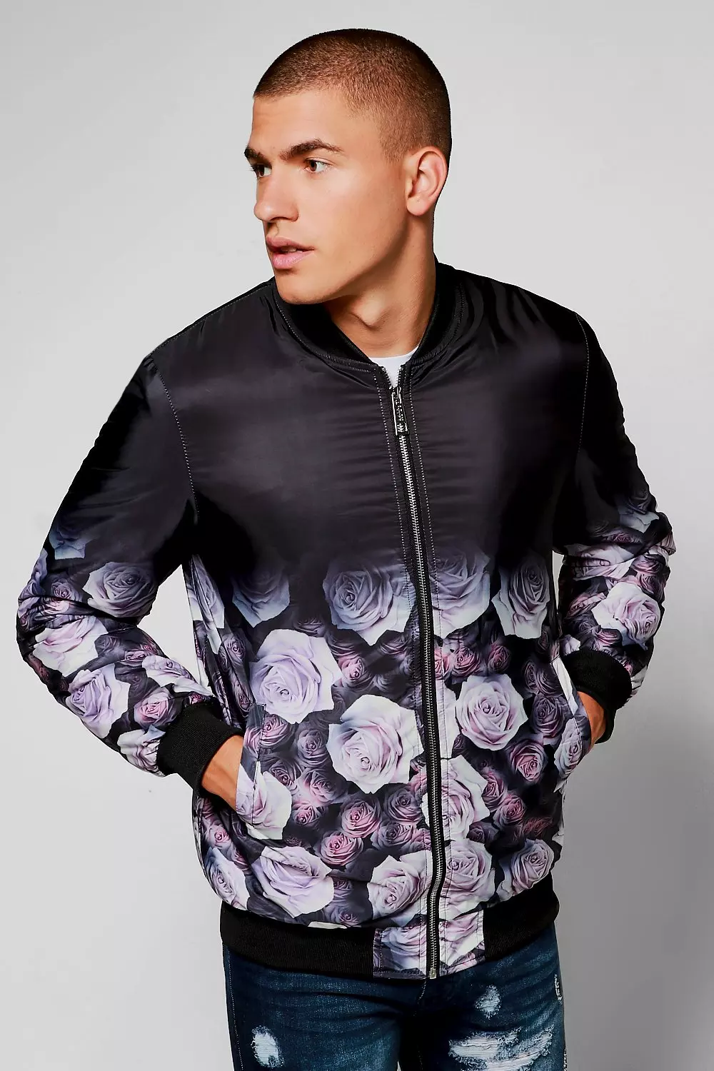 Black rose bomber clearance jacket