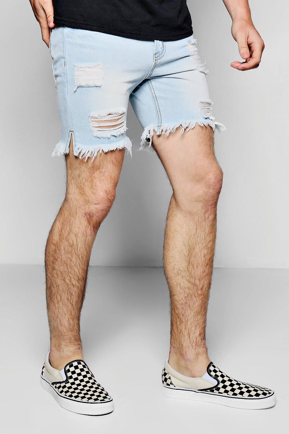 mens destroyed denim shorts