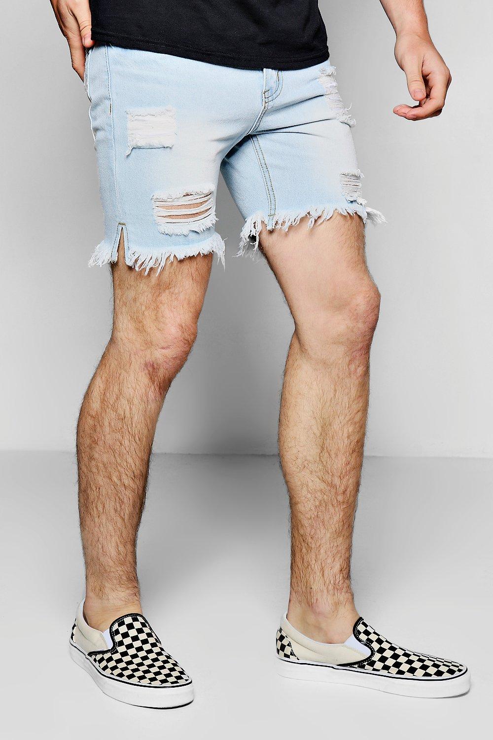 mens denim shorts boohoo