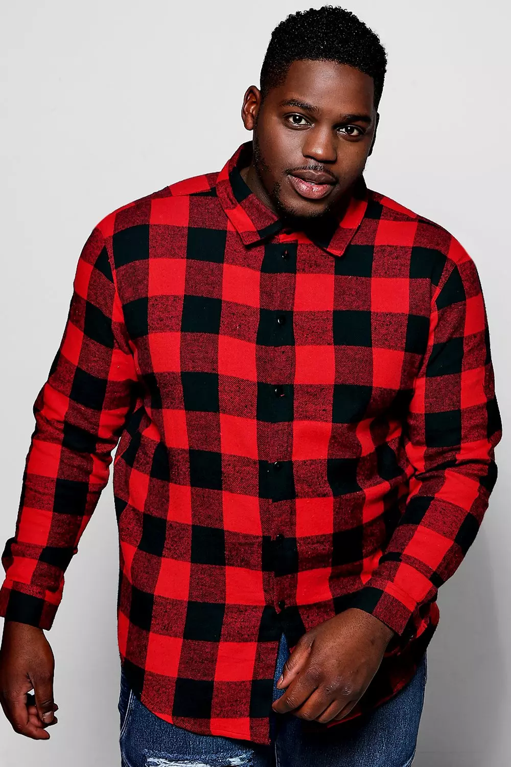 Plus size red clearance and black checkered shirt