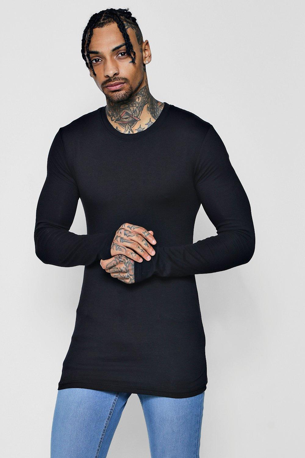 Long Sleeve Muscle Fit T-Shirt | Boohoo