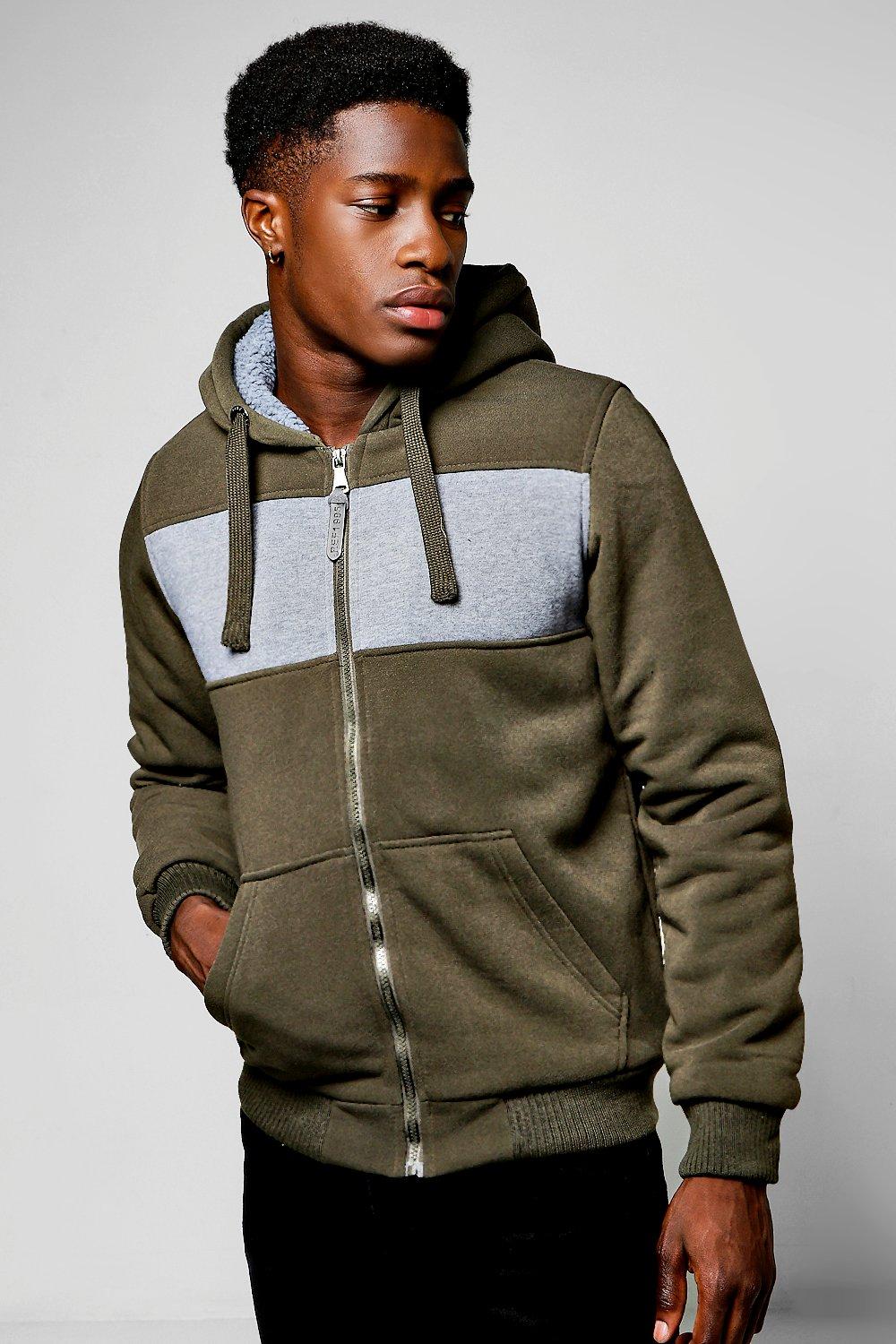 borg lined zip up hoodie