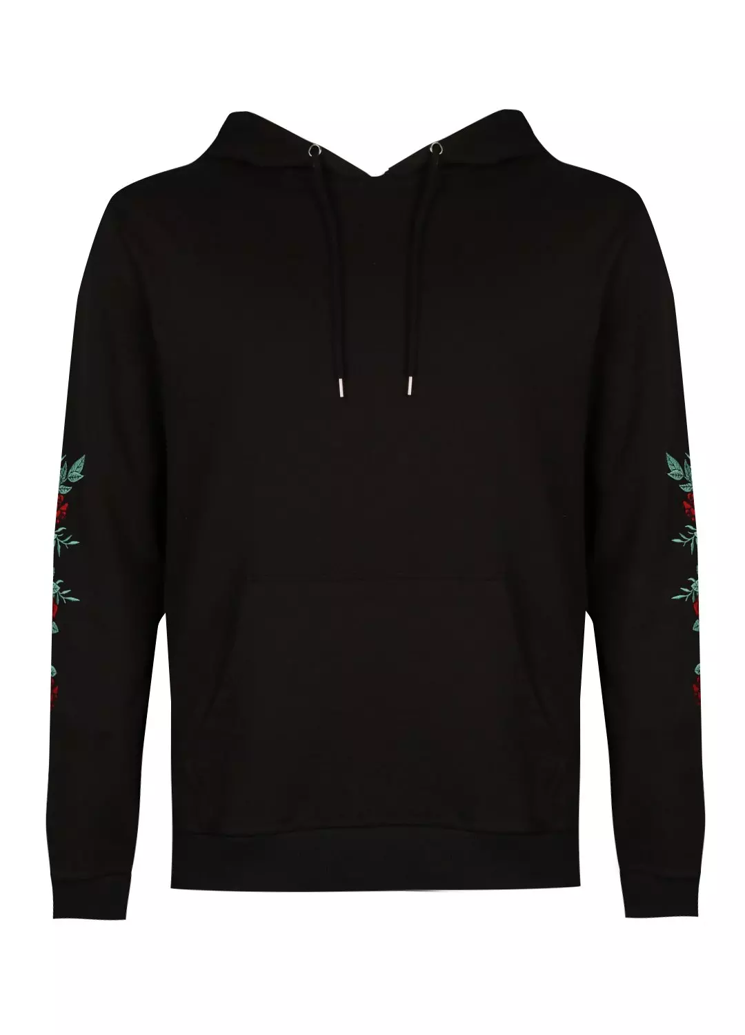 Over the head hot sale hoodie with rose embroidery