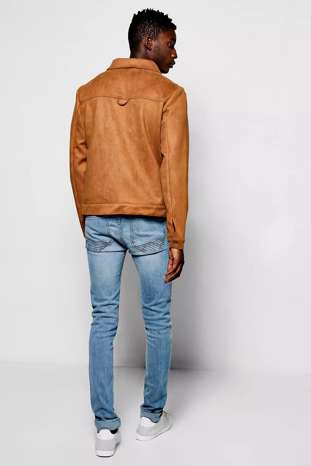 Tan Faux Suede Trucker Jacket | boohooMAN USA