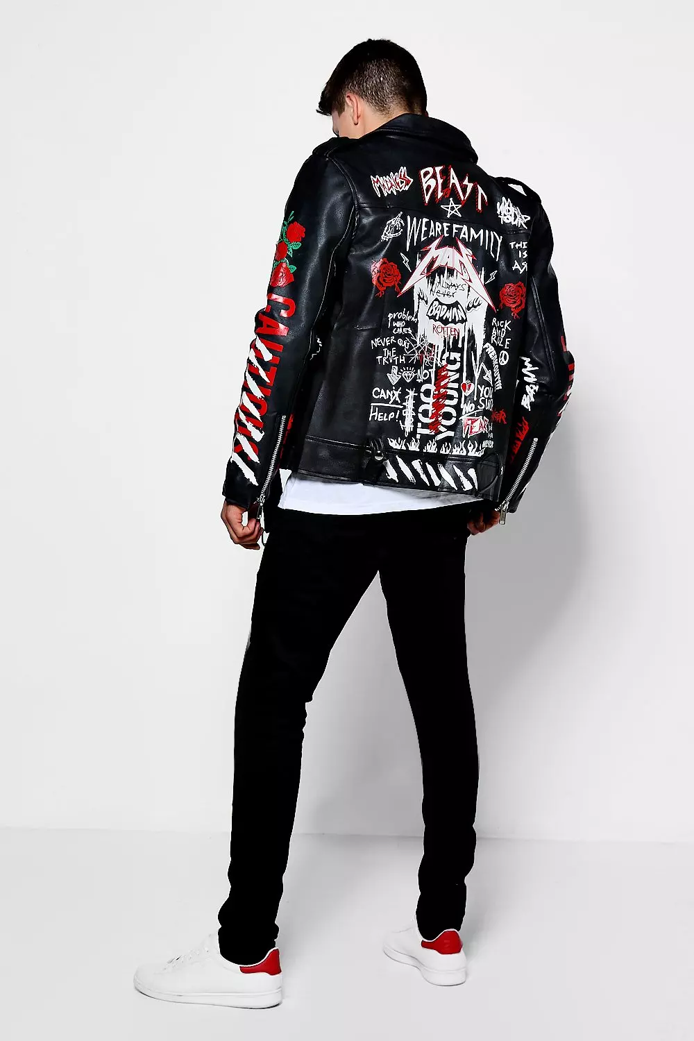 Graffiti Printed Biker Jacket