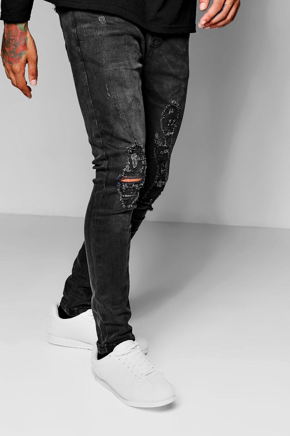 charcoal grey ripped jeans