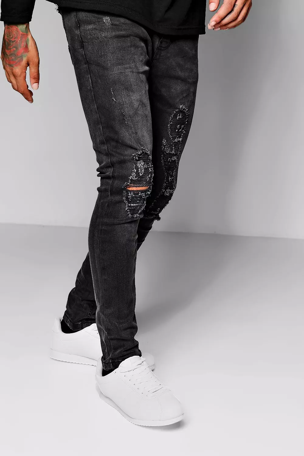 Charcoal cheap distressed jeans