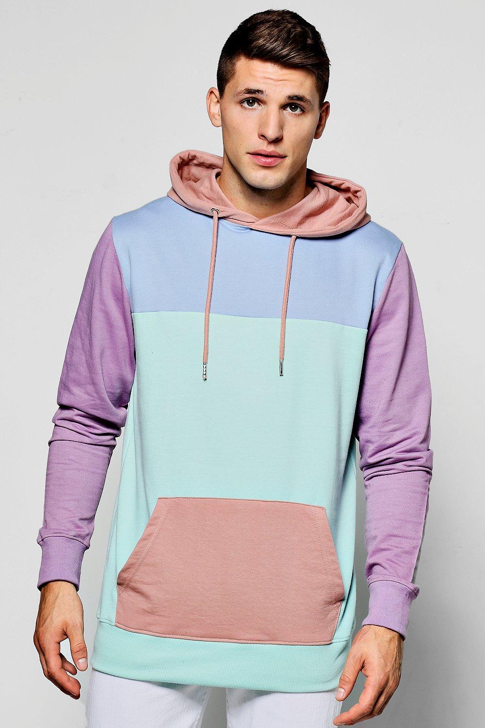 color block cut and sew hoodie