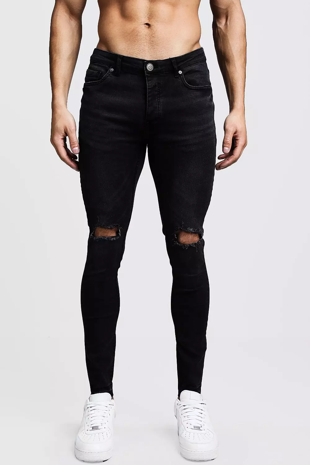 Skinny knee ripped sales jeans