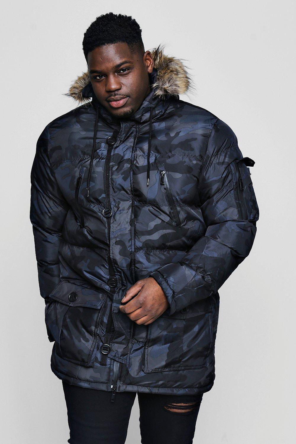 padded parka with fur hood