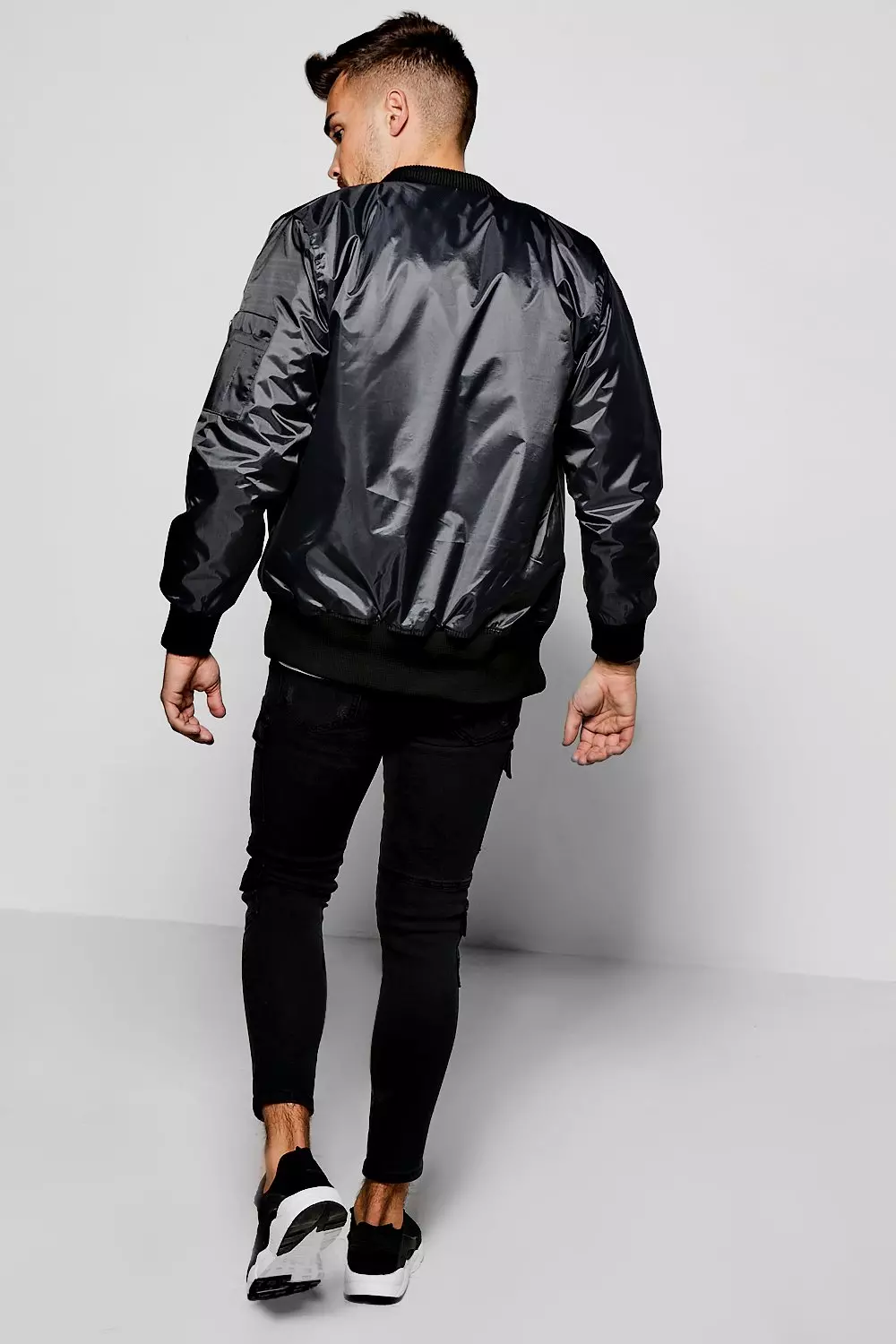 Zip Pocket MA1 Bomber Jacket in Slate