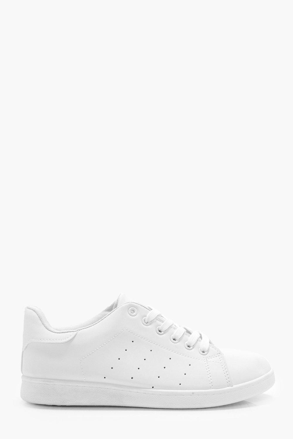 white lace up trainers