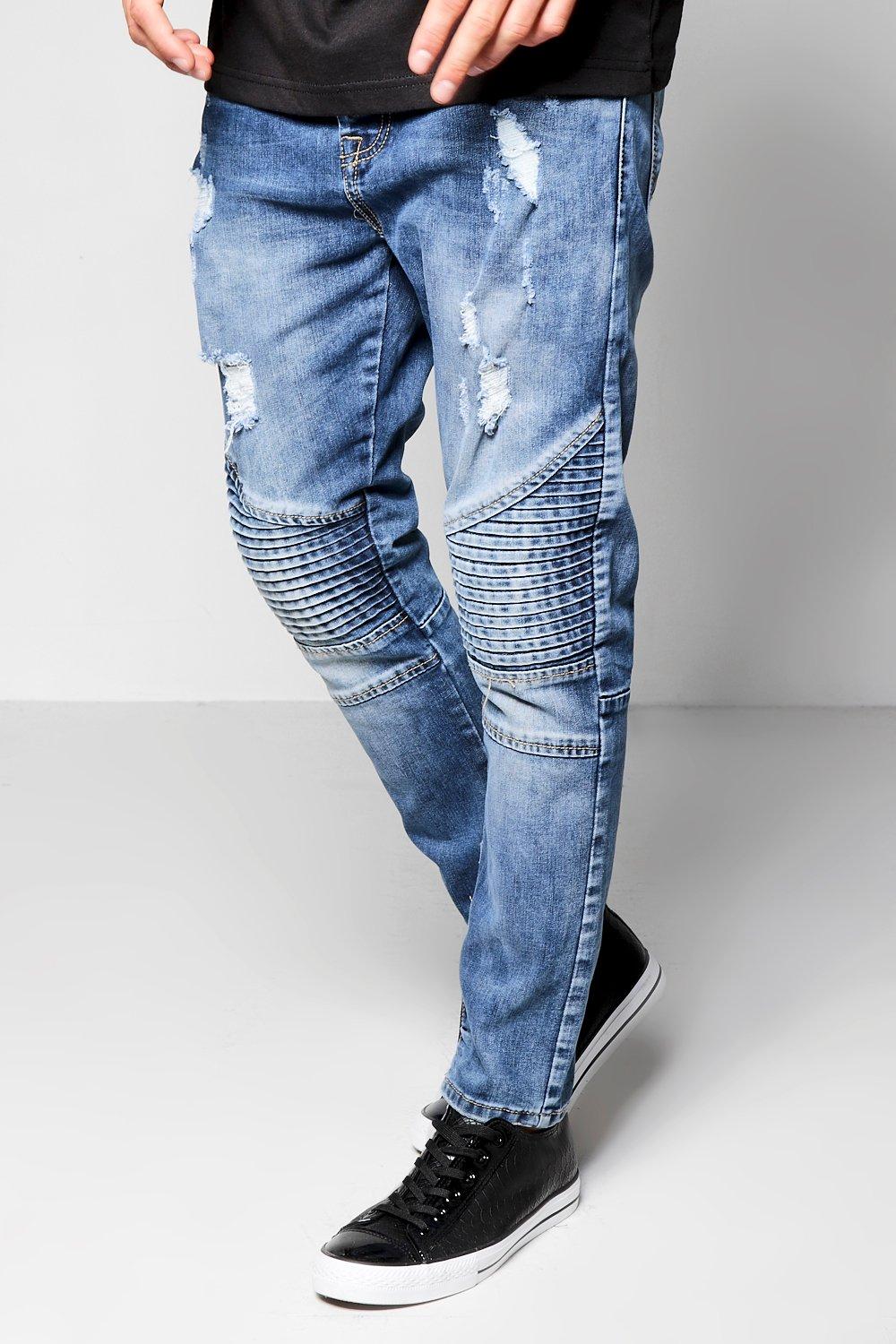 blue jean biker jeans