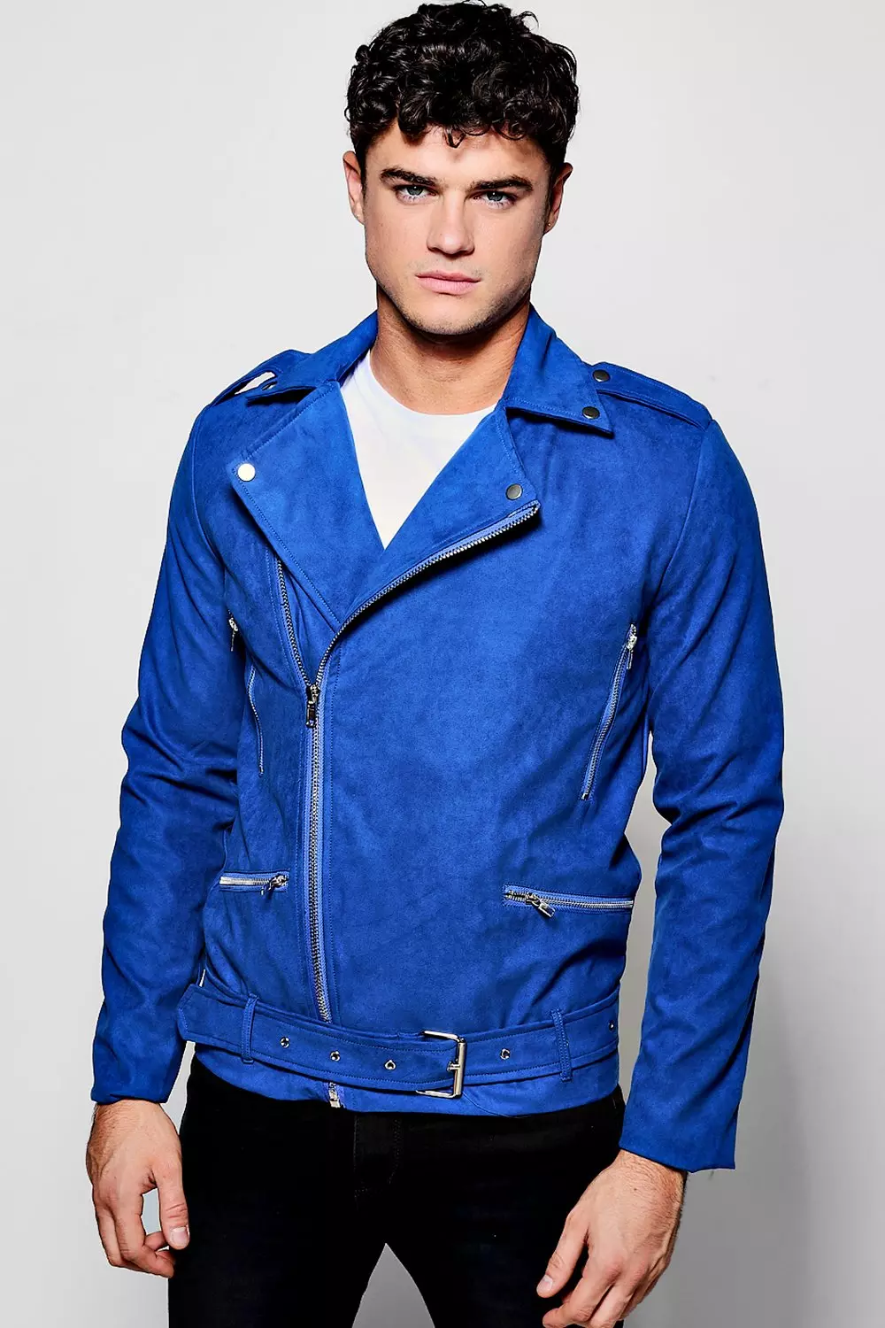 Cobalt blue sale biker jacket