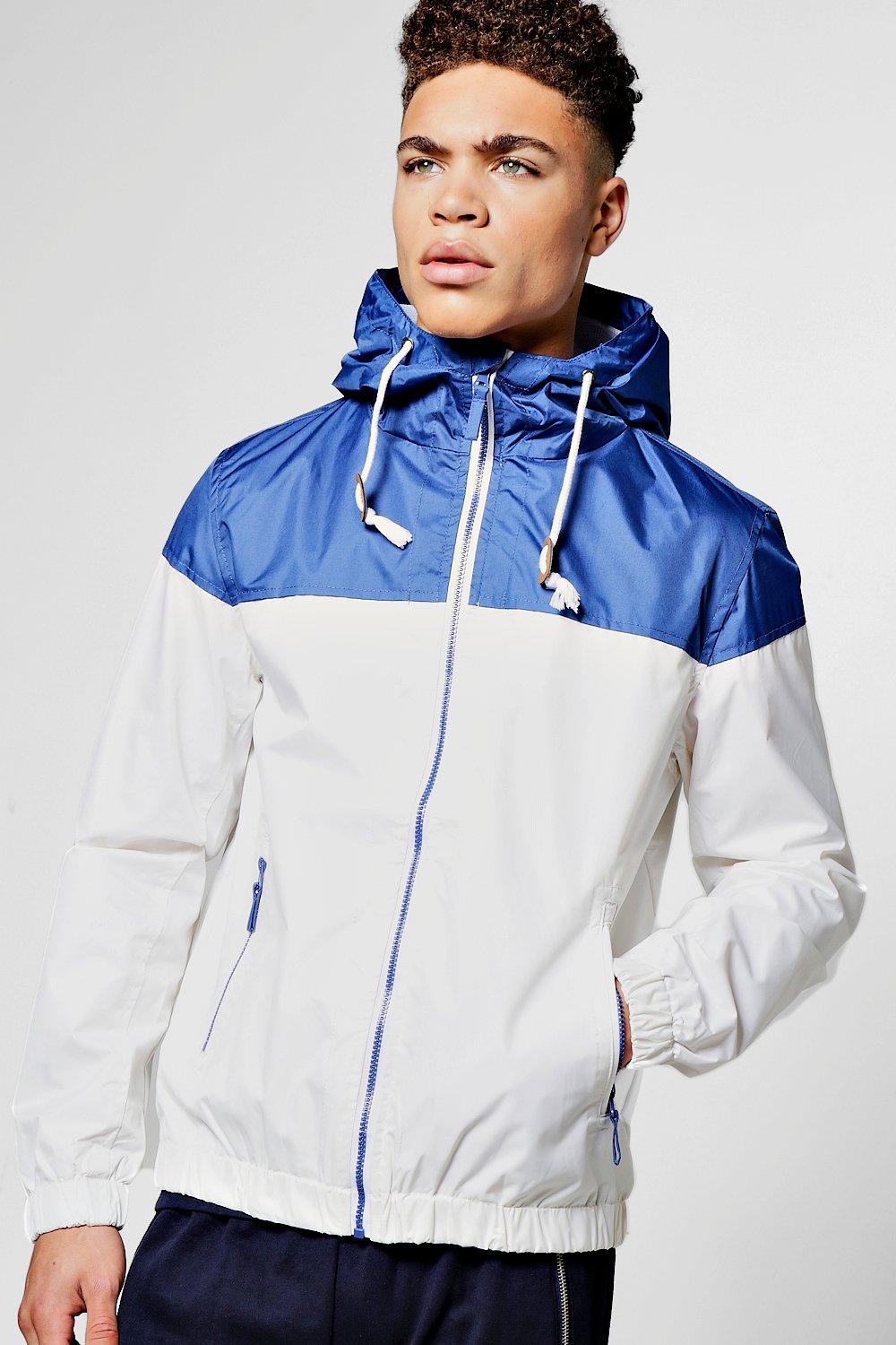 Royal Blue Shower Resistant Colour Blocked Hooded Cagoule | Boohoo