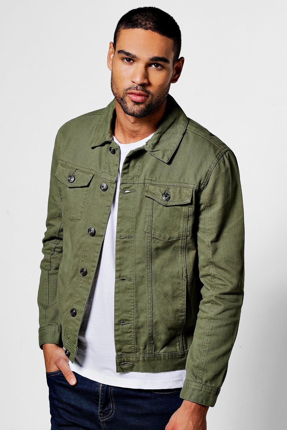 Khaki 4 Pocket Denim Jacket | boohooMAN