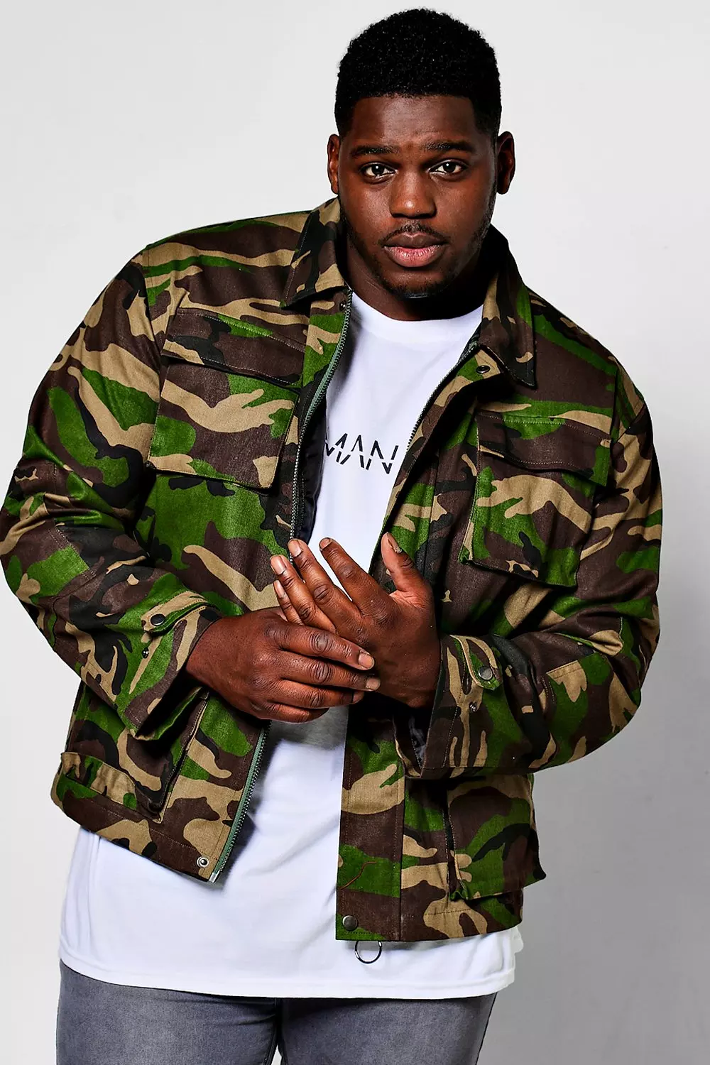 Boohooman hot sale camo jacket