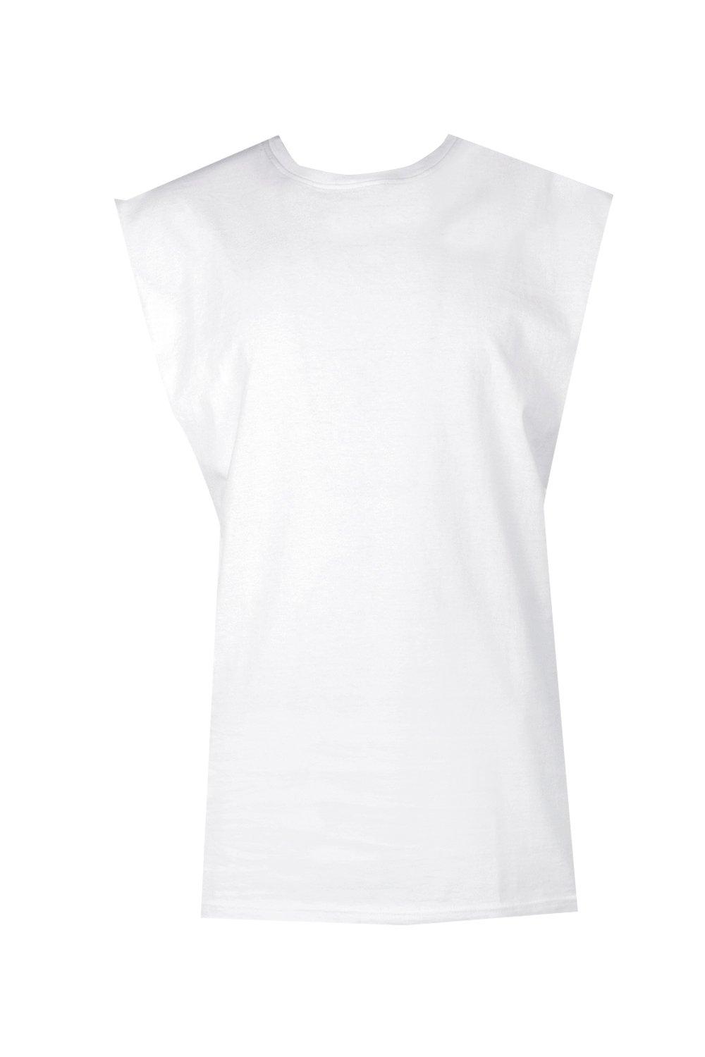 

Sleeveless T Shirt With Drop Armhole, Белый