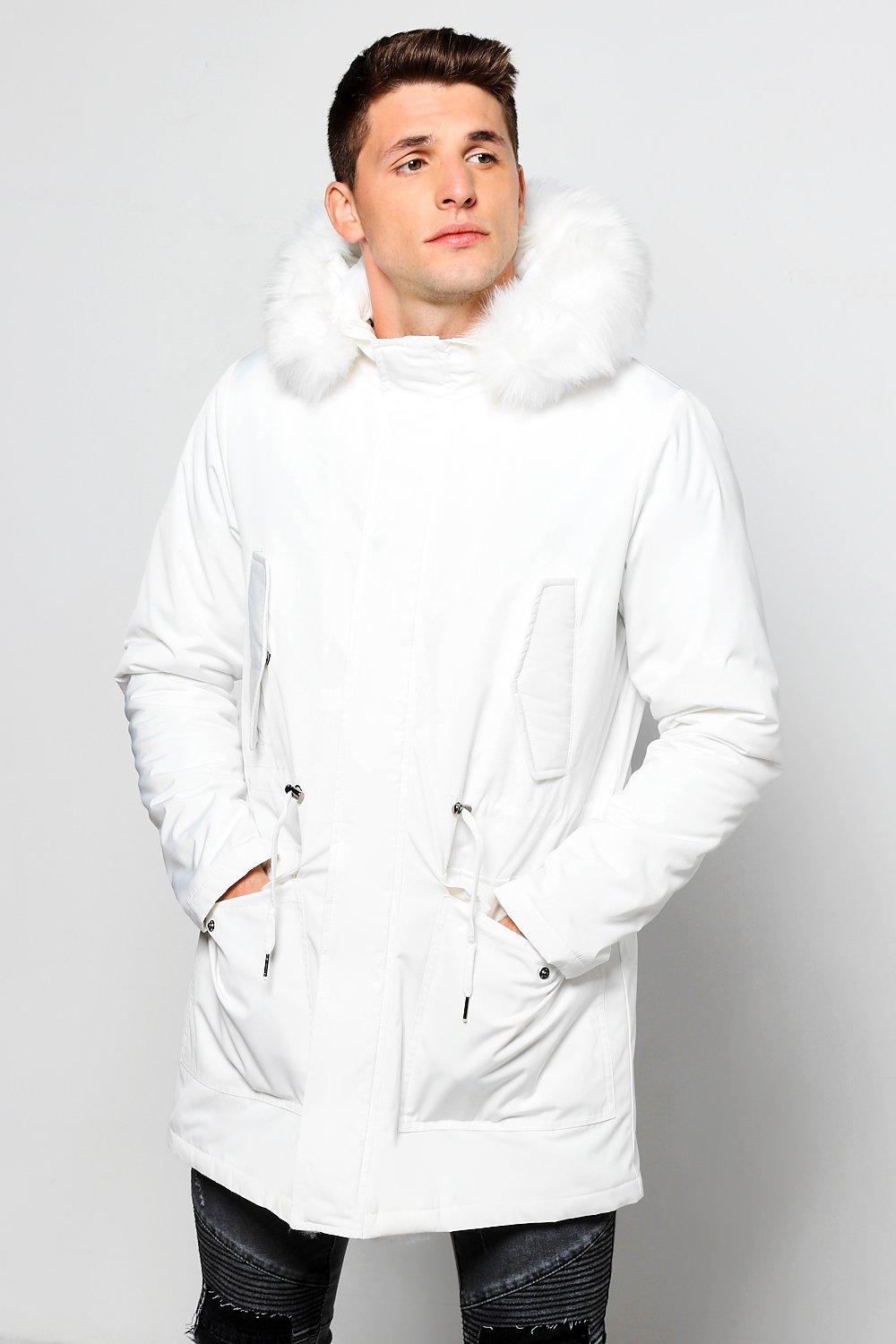 faux fur lined hooded parka