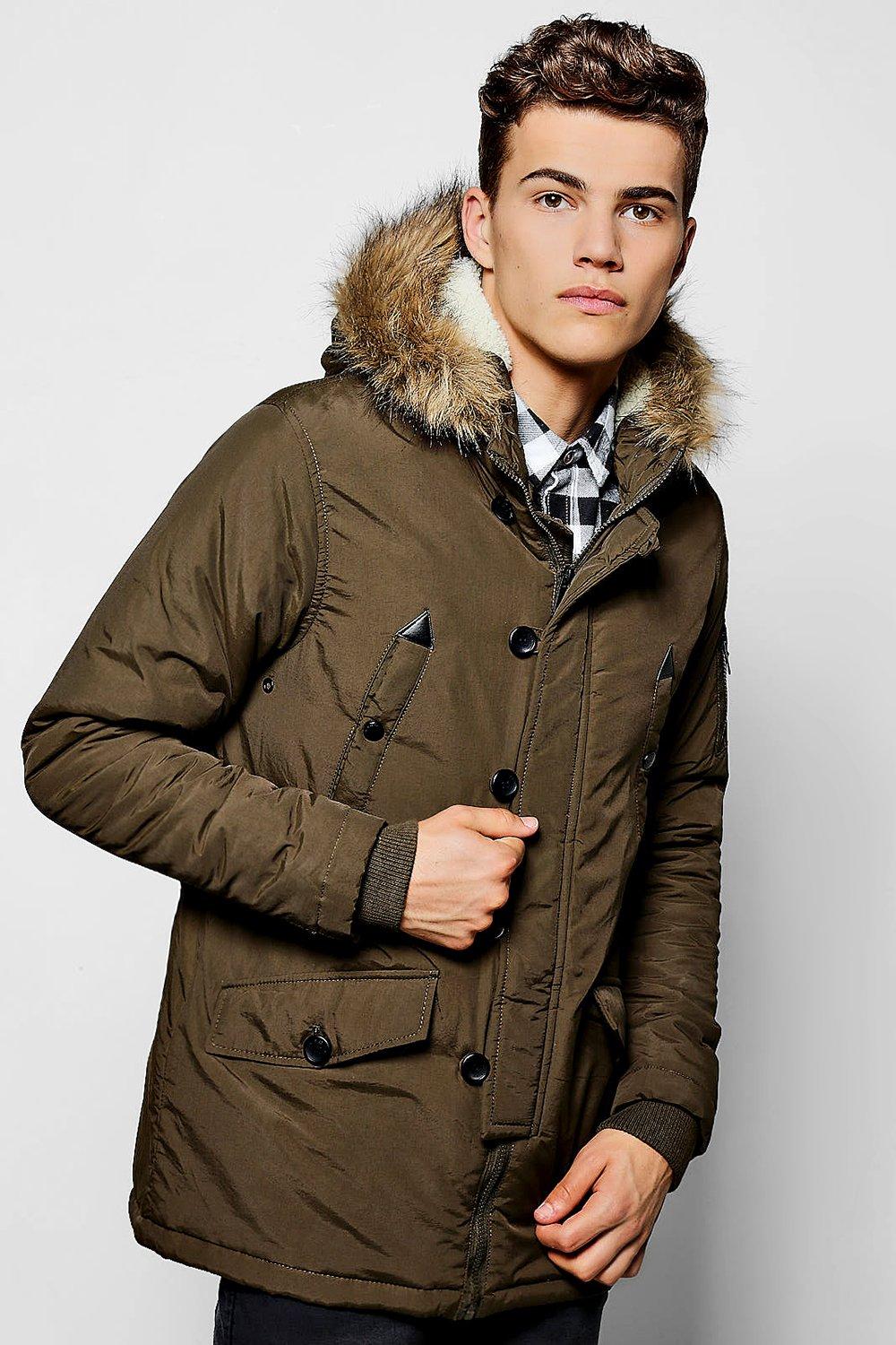 faux fur lined hooded parka