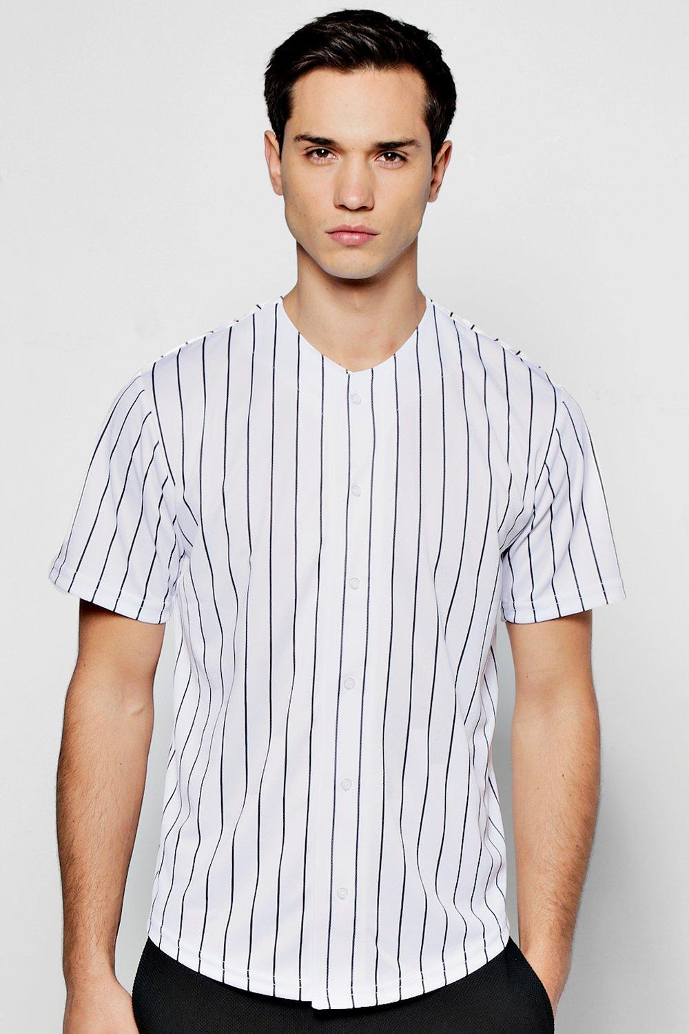 Pinstripe Baseball T Shirt | Boohoo