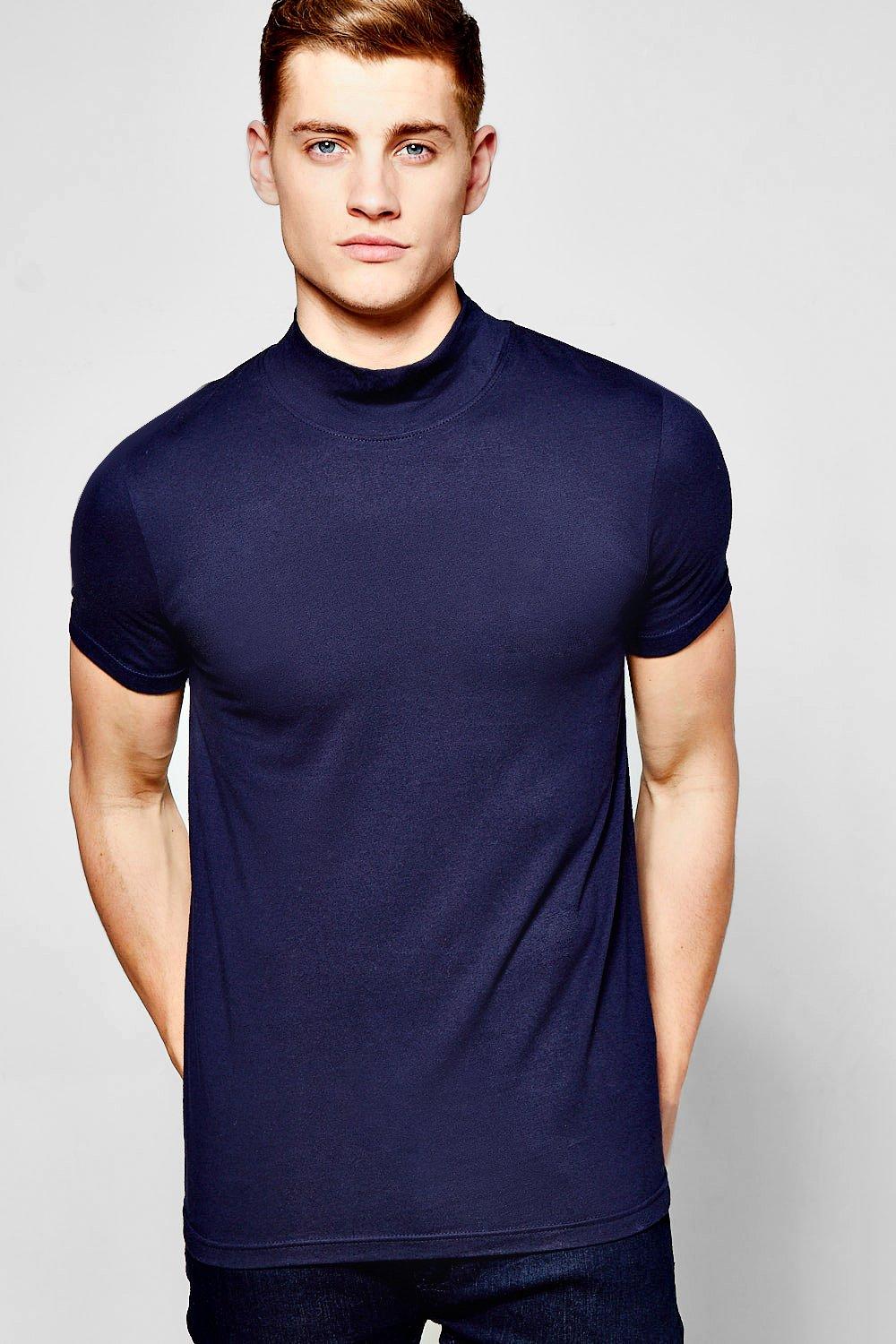 Short Sleeve Muscle Fit Turtle Neck T-Shirt | Boohoo