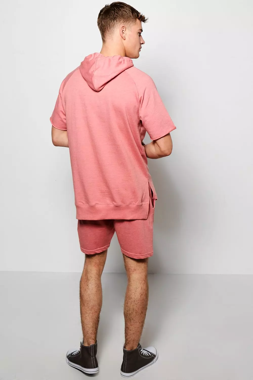 Pink hoodie discount and shorts set