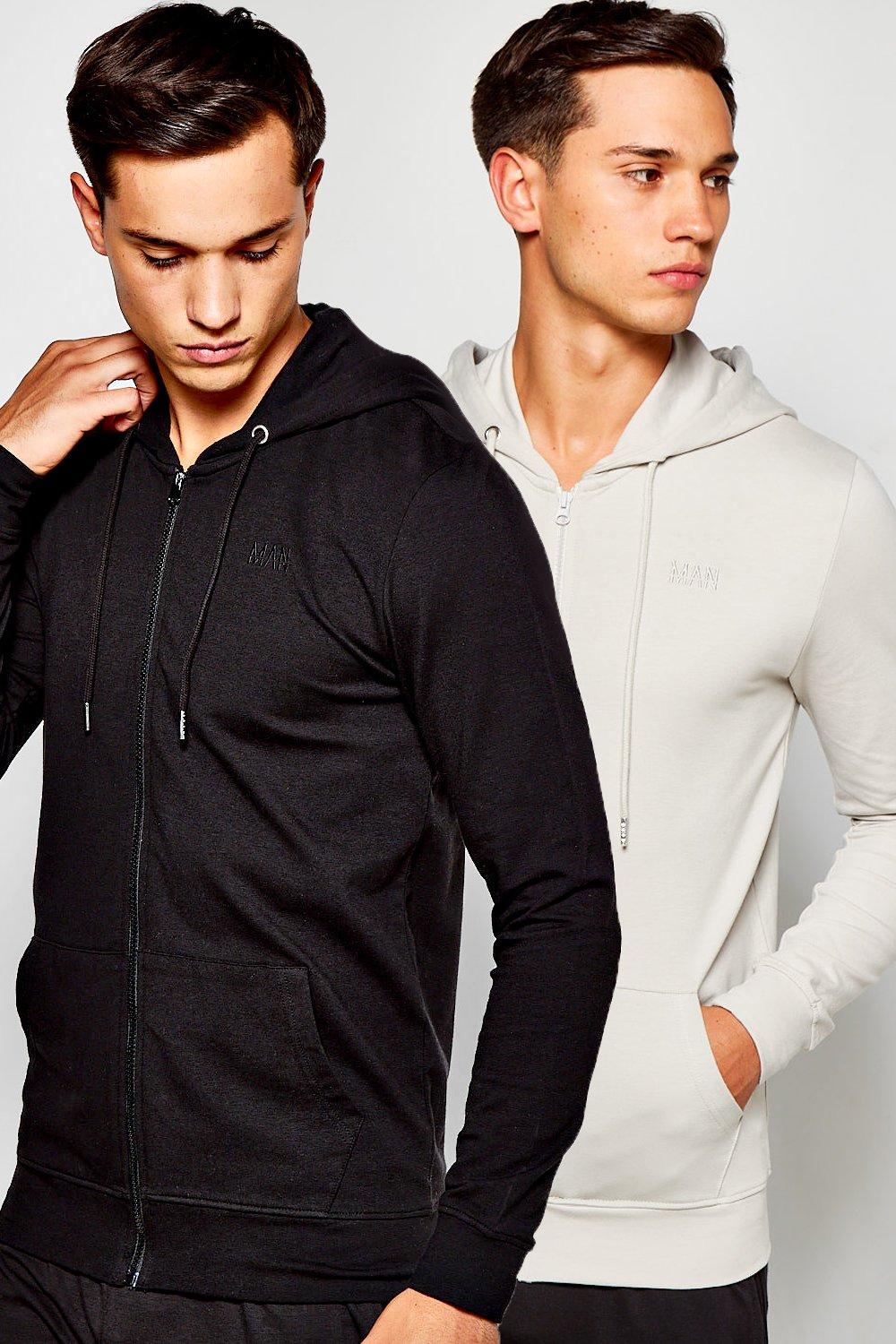 muscle fit zip hoodie