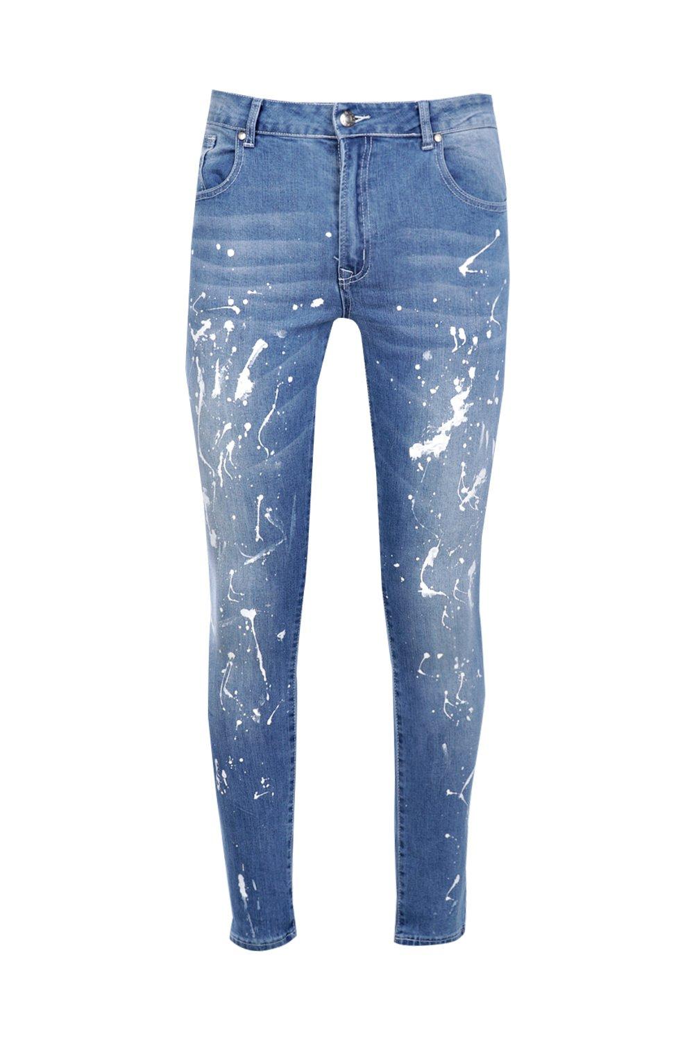 paint splatter skinny jeans mens