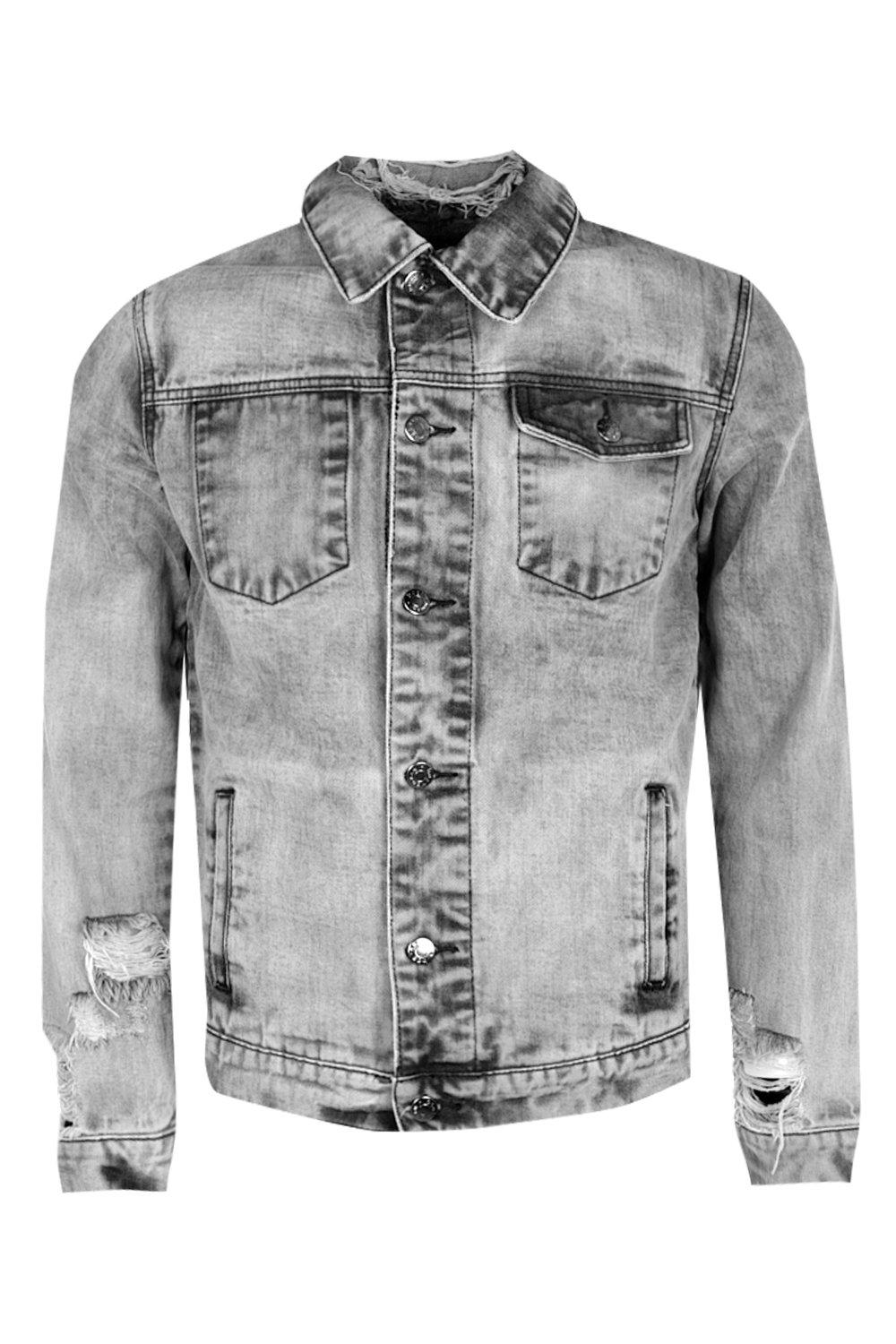 distressed grey denim jacket