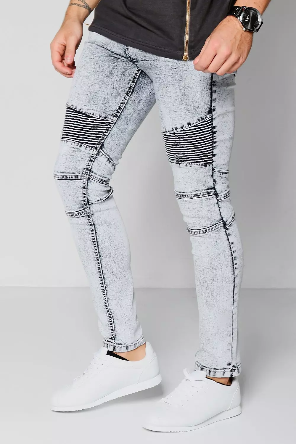 Acid washed hot sale moto jeans