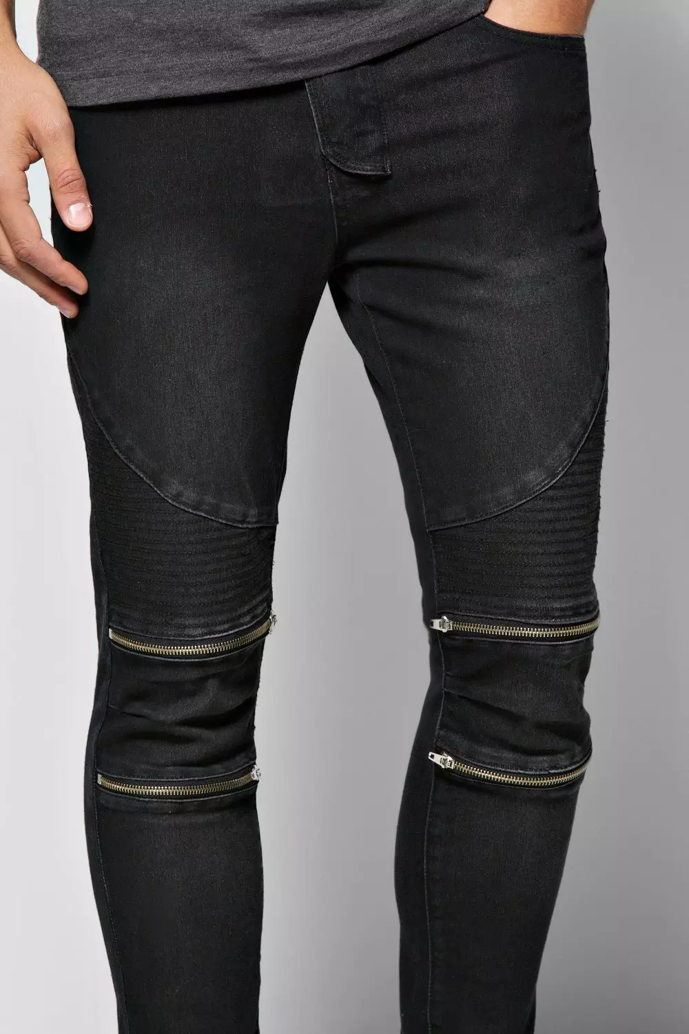 Skinny biker jeans sale with zippers