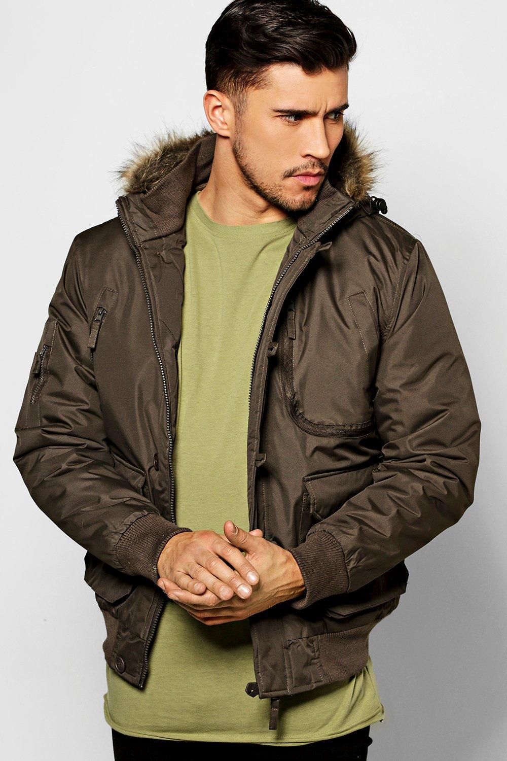 dkny anorak with faux fur trim