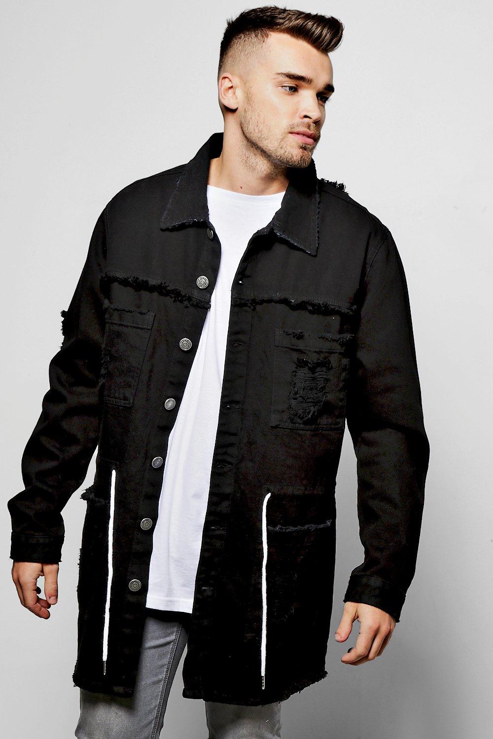 longline black denim jacket