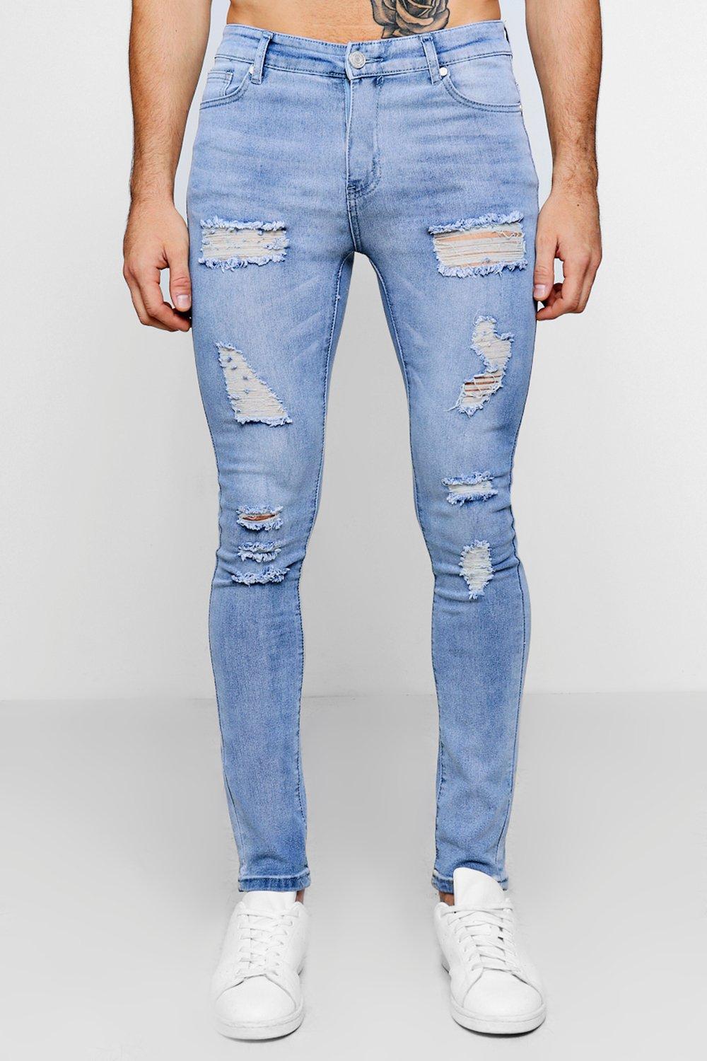 All Over Ripped Super Skinny Fit Jeans | Boohoo