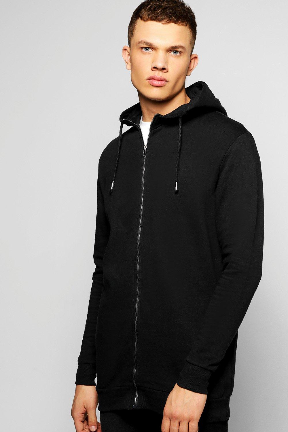 black longline zip hoodie