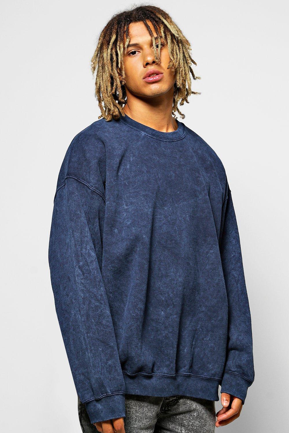 Boohoo Mens Oversized Acid Wash Sweatshirt | eBay
