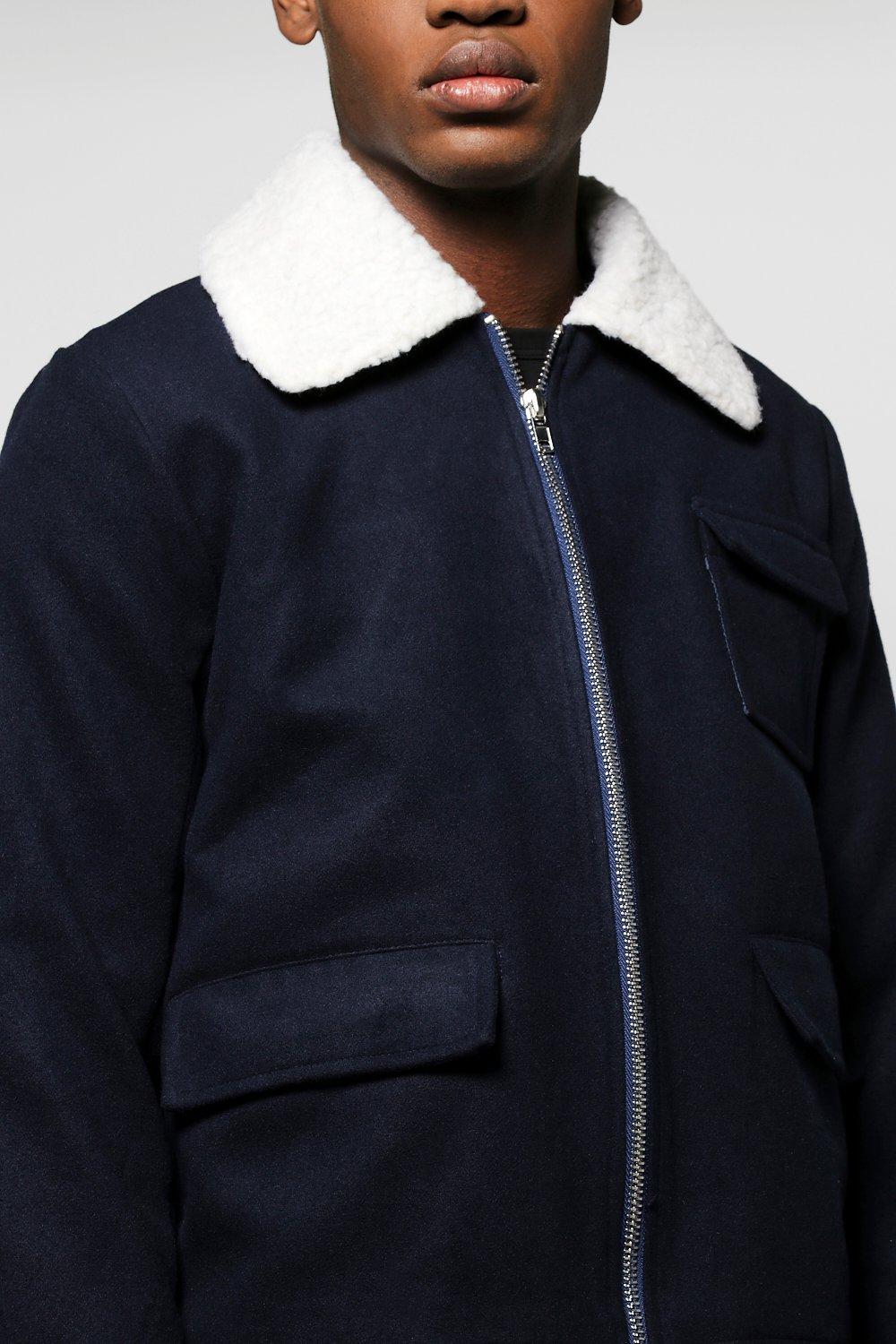 navy borg lined coach jacket