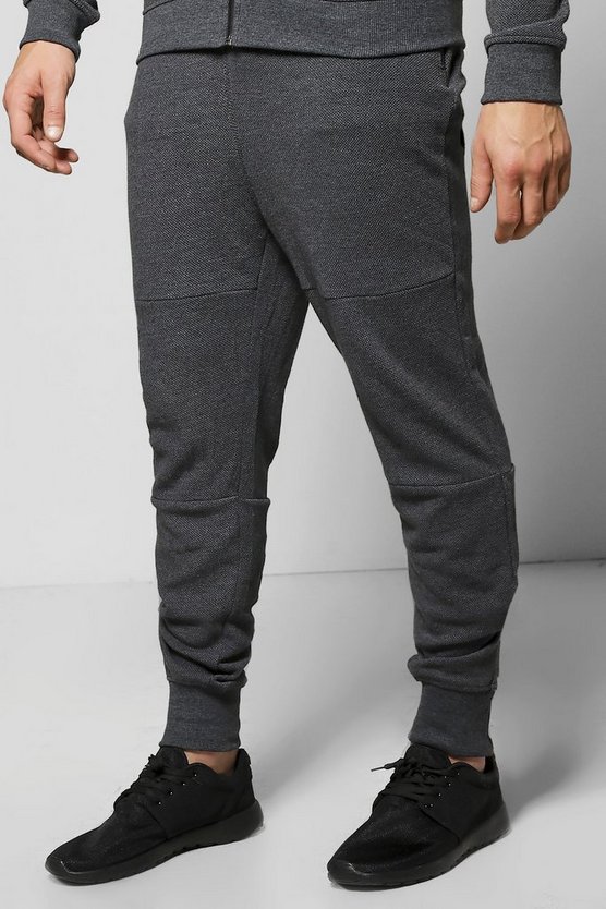 Skinny Fit Waffle Joggers with Zip Cuff | Boohoo