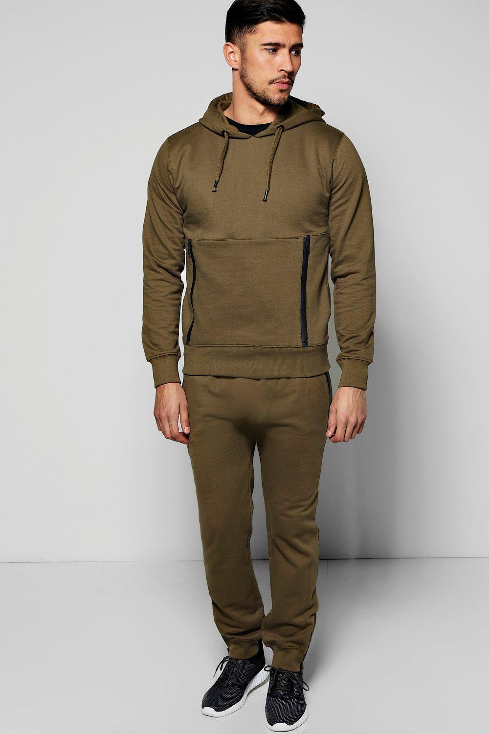 mens khaki tracksuit