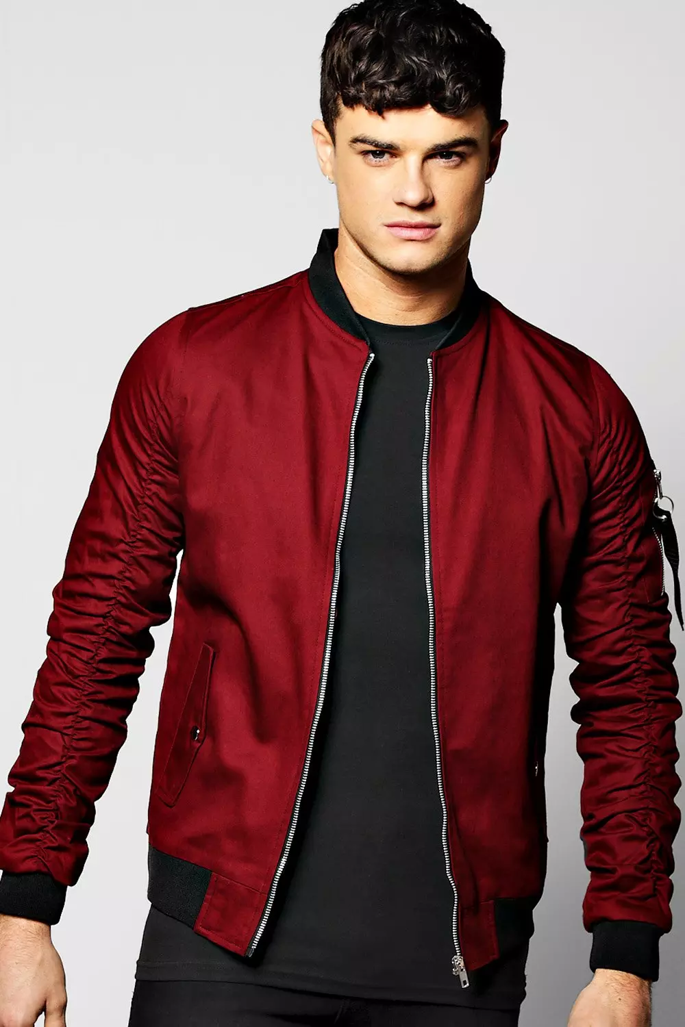 Wine red 2024 bomber jacket