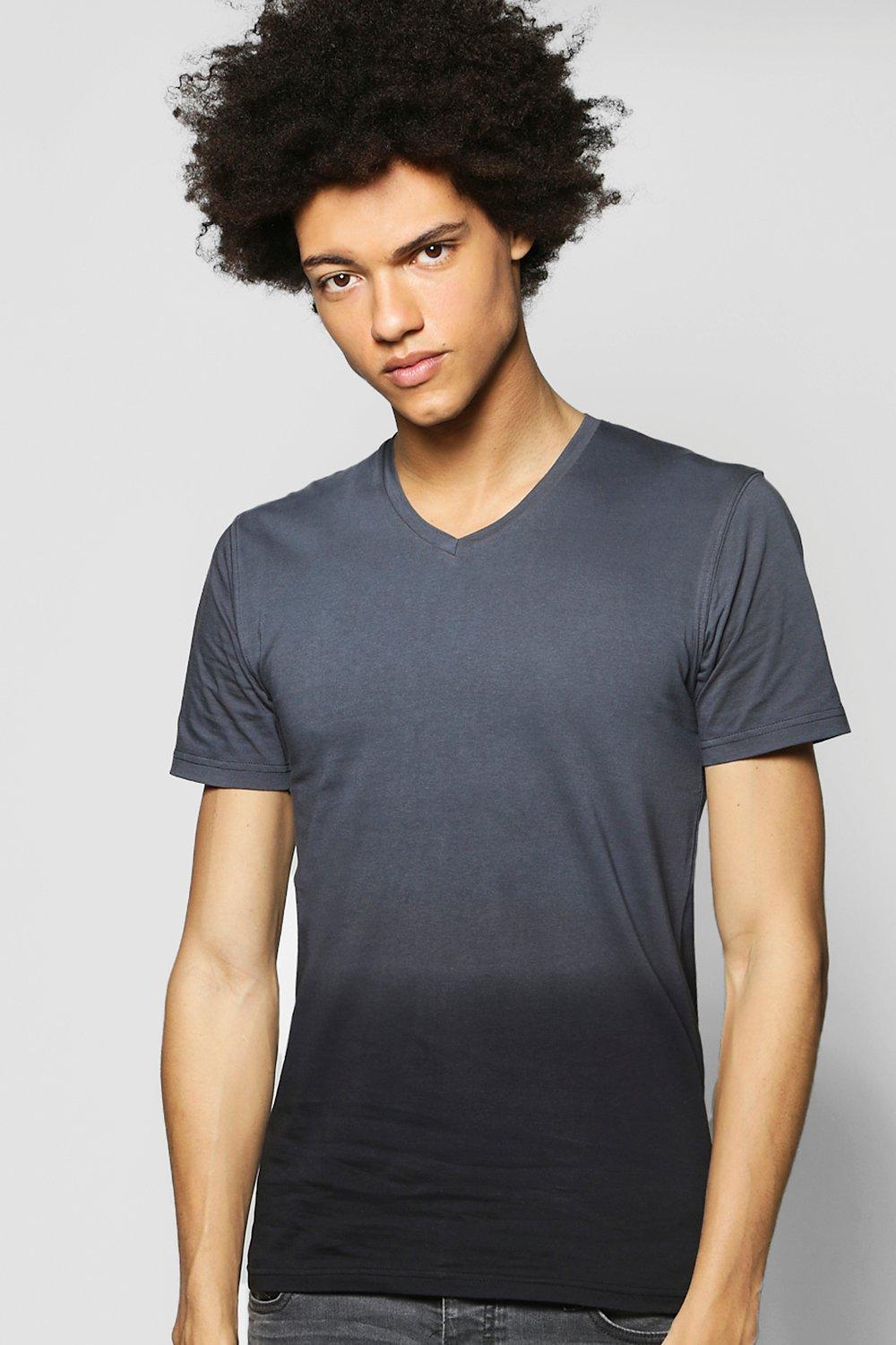 Dip Dye V Neck T Shirt Boohoo