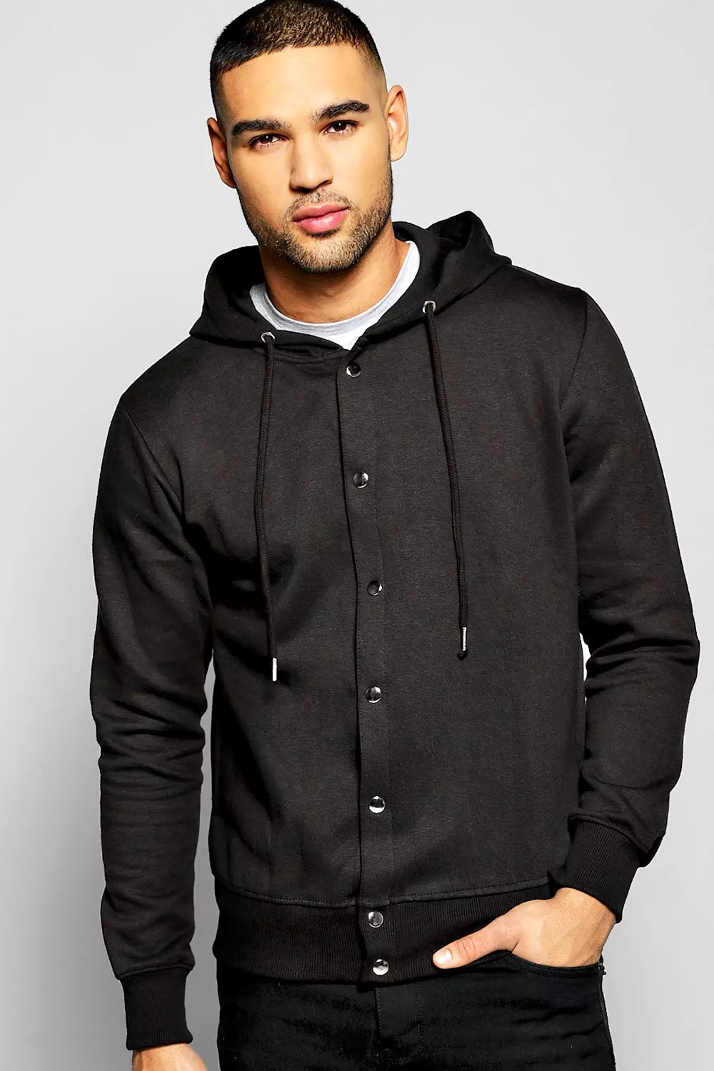 Snap on zip hot sale up hoodie