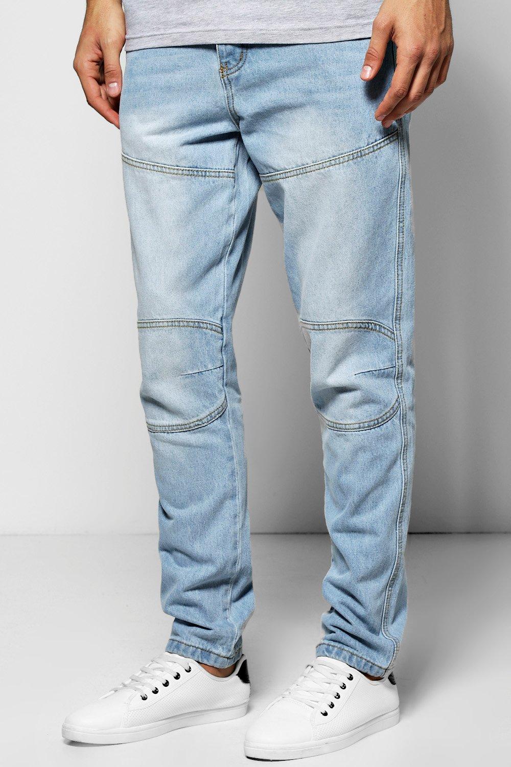 Tapered Fit Panelled Jeans | Boohoo