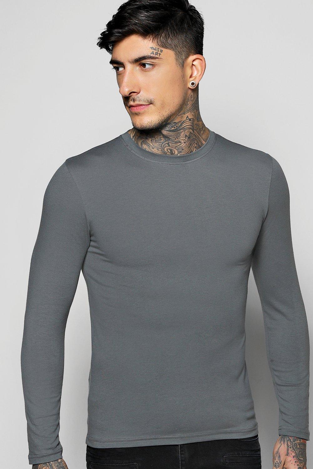 Long Sleeve Muscle Fit T-Shirt | Boohoo